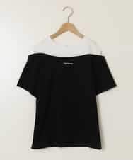 KJKGC03034 a.v.v KIDS(アー・ヴェ・ヴェ) [160]オフショルレイヤードロゴTシャツ ブラック