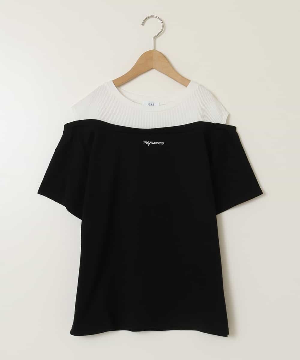 KJKGC03034 a.v.v KIDS(アー・ヴェ・ヴェ) [160]オフショルレイヤードロゴTシャツ ブラック