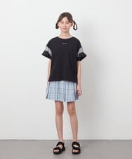 KJKGC23021 a.v.v KIDS(アー・ヴェ・ヴェ) [160]シアーギンガムキリカエスリーブＴシャツ ライトブルー