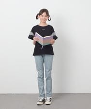 KJKGC23021 a.v.v KIDS(アー・ヴェ・ヴェ) [160]シアーギンガムキリカエスリーブＴシャツ ライトブルー