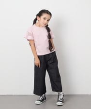 KJKGC23021 a.v.v KIDS(アー・ヴェ・ヴェ) [160]シアーギンガムキリカエスリーブＴシャツ ライトブルー