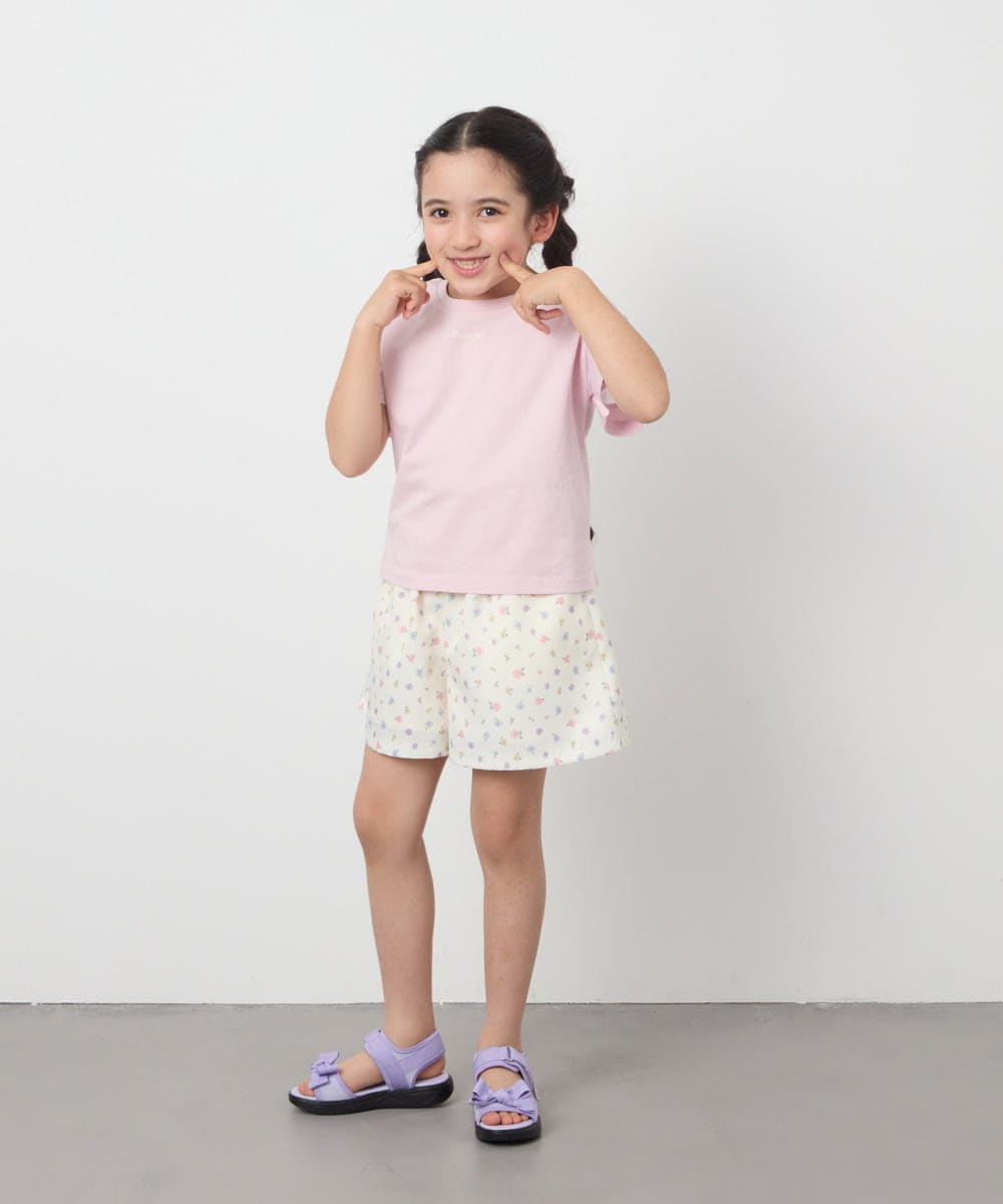 KJKGC23021 a.v.v KIDS(アー・ヴェ・ヴェ) [160]シアーギンガムキリカエスリーブＴシャツ ライトブルー