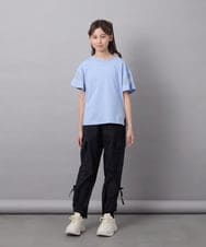 KJKGC23021 a.v.v KIDS(アー・ヴェ・ヴェ) [160]シアーギンガムキリカエスリーブＴシャツ ライトブルー