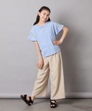 KJKGC23021 a.v.v KIDS(アー・ヴェ・ヴェ) [160]【接触冷感】シアーギンガムキリカエスリーブＴシャツ ライトブルー