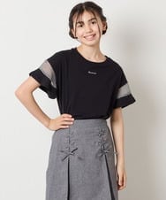 KJKGC23021 a.v.v KIDS(アー・ヴェ・ヴェ) [160]【接触冷感】シアーギンガムキリカエスリーブＴシャツ ライトブルー