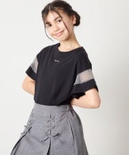 KJKGC23021 a.v.v KIDS(アー・ヴェ・ヴェ) [160]【接触冷感】シアーギンガムキリカエスリーブＴシャツ ライトブルー