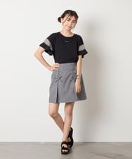 KJKGC23021 a.v.v KIDS(アー・ヴェ・ヴェ) [160]【接触冷感】シアーギンガムキリカエスリーブＴシャツ ライトブルー
