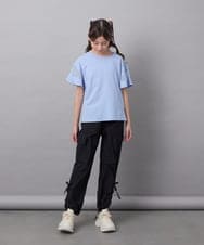 KJKGC23021 a.v.v KIDS(アー・ヴェ・ヴェ) [160]シアーギンガムキリカエスリーブＴシャツ ライトブルー