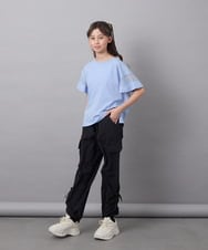 KJKGC23021 a.v.v KIDS(アー・ヴェ・ヴェ) [160]シアーギンガムキリカエスリーブＴシャツ ライトブルー