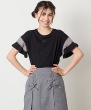 KJKGC23021 a.v.v KIDS(アー・ヴェ・ヴェ) [160]【接触冷感】シアーギンガムキリカエスリーブＴシャツ ブラック