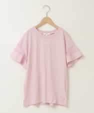KJKGC23021 a.v.v KIDS(アー・ヴェ・ヴェ) [160]シアーギンガムキリカエスリーブＴシャツ ピンク