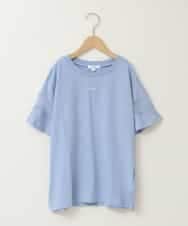 KJKGC23021 a.v.v KIDS(アー・ヴェ・ヴェ) [160]シアーギンガムキリカエスリーブＴシャツ ライトブルー