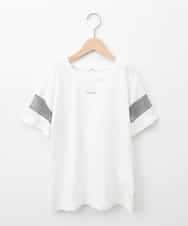 KJKGC23021 a.v.v KIDS(アー・ヴェ・ヴェ) [160]シアーギンガムキリカエスリーブＴシャツ ホワイト