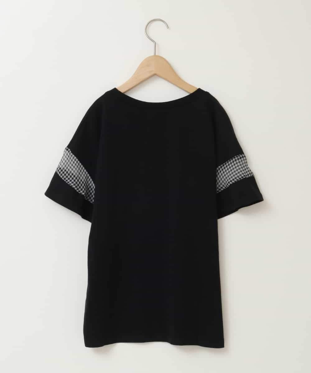 KJKGC23021 a.v.v KIDS(アー・ヴェ・ヴェ) [160]シアーギンガムキリカエスリーブＴシャツ ブラック