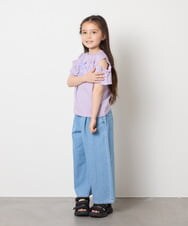 KJKGC51034 a.v.v KIDS(アー・ヴェ・ヴェ) 【接触冷感/ジメジメ対策】[160]フリルオフショルTシャツ ライトブルー
