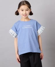 KJKGD01015 a.v.v KIDS(アー・ヴェ・ヴェ) [110-160]【WEB限定】ドットチュール袖Tシャツ ブルー