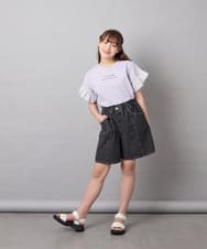 KJKGD01015 a.v.v KIDS(アー・ヴェ・ヴェ) [110-160]【WEB限定】ドットチュール袖Tシャツ ラベンダー