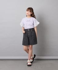 KJKGD01015 a.v.v KIDS(アー・ヴェ・ヴェ) [110-160]【WEB限定】ドットチュール袖Tシャツ ラベンダー