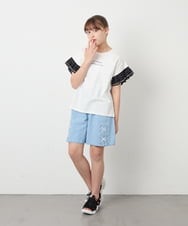 KJKGD01015 a.v.v KIDS(アー・ヴェ・ヴェ) [110-160]【WEB限定】ドットチュール袖Tシャツ ホワイト