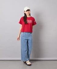 KJKGD02015 a.v.v KIDS(アー・ヴェ・ヴェ) [120-160]【WEB限定】リボンロゴプリントTシャツ レッド