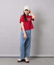 KJKGD02015 a.v.v KIDS(アー・ヴェ・ヴェ) [120-160]【WEB限定】リボンロゴプリントTシャツ レッド