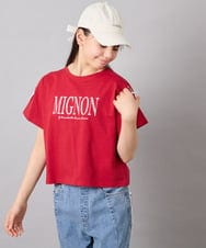 KJKGD02015 a.v.v KIDS(アー・ヴェ・ヴェ) [120-160]【WEB限定】リボンロゴプリントTシャツ レッド