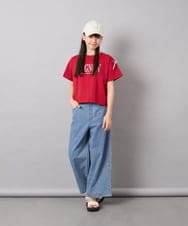 KJKGD02015 a.v.v KIDS(アー・ヴェ・ヴェ) [120-160]【WEB限定】リボンロゴプリントTシャツ レッド