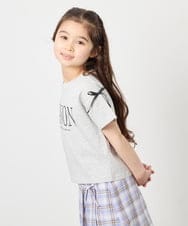 KJKGD02015 a.v.v KIDS(アー・ヴェ・ヴェ) [120-160]【WEB限定】リボンロゴプリントTシャツ ライトグレー