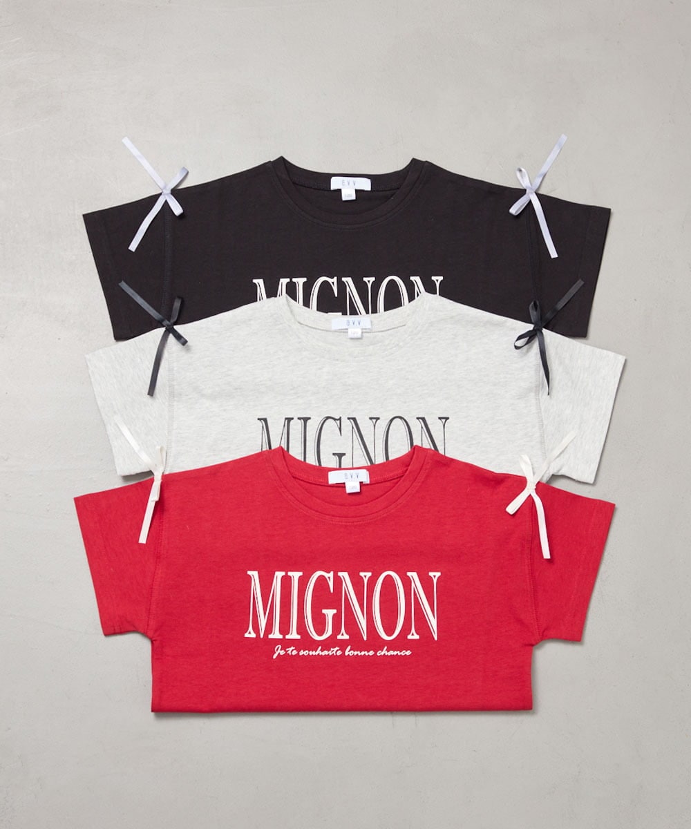 KJKGD02015 a.v.v KIDS(アー・ヴェ・ヴェ) [120-160]【WEB限定】リボンロゴプリントTシャツ ライトグレー