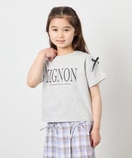 KJKGD02015 a.v.v KIDS(アー・ヴェ・ヴェ) [120-160]【WEB限定】リボンロゴプリントTシャツ ライトグレー