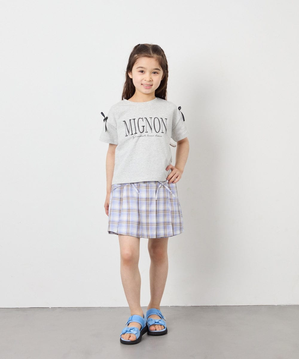 KJKGD02015 a.v.v KIDS(アー・ヴェ・ヴェ) [120-160]【WEB限定】リボンロゴプリントTシャツ ライトグレー