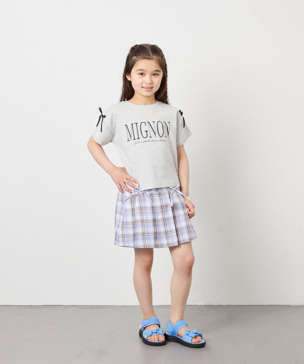 KJKGD02015 a.v.v KIDS(アー・ヴェ・ヴェ) [120-160]【WEB限定】リボンロゴプリントTシャツ ライトグレー