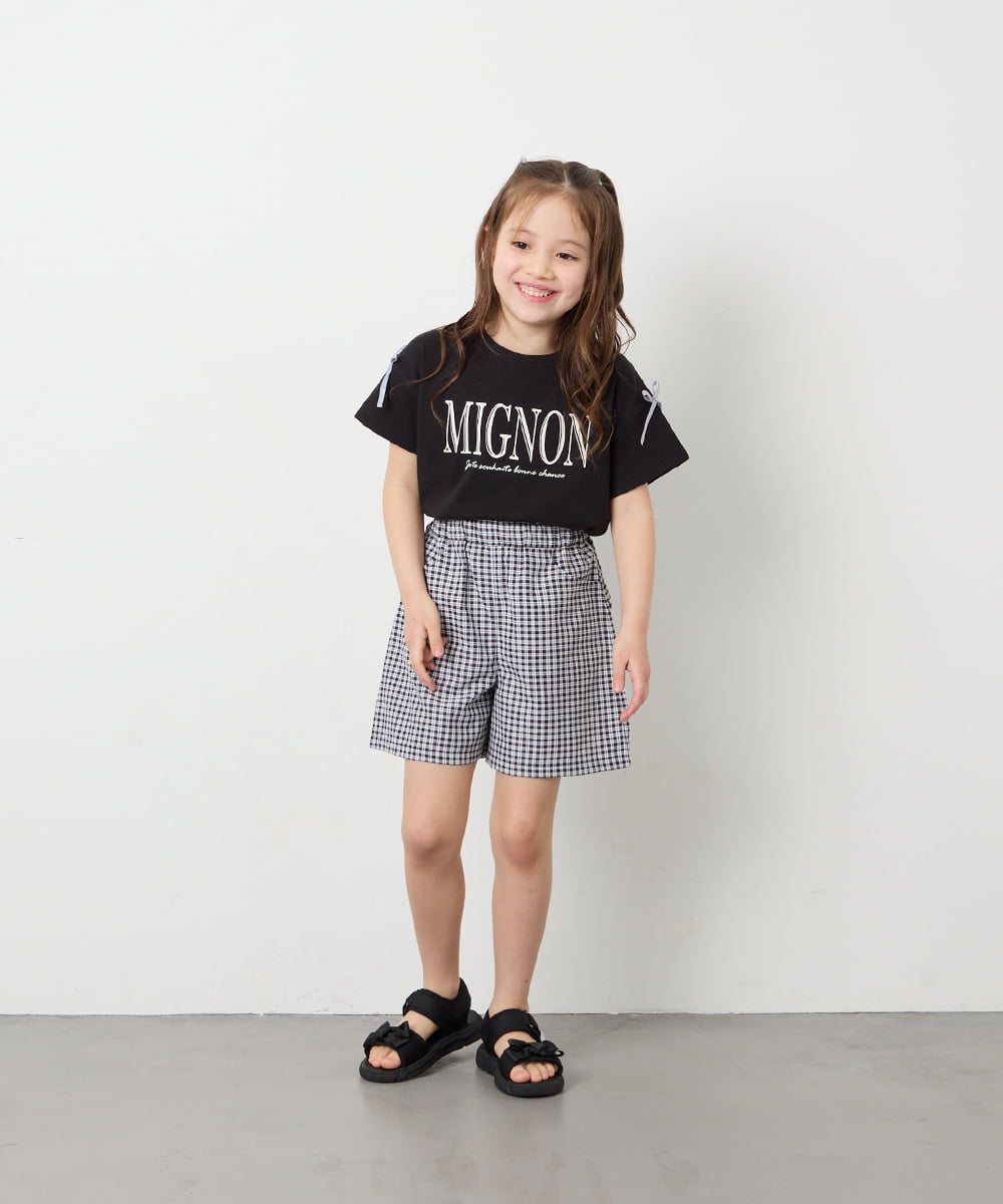 KJKGD02015 a.v.v KIDS(アー・ヴェ・ヴェ) [120-160]【WEB限定】リボンロゴプリントTシャツ ブラック
