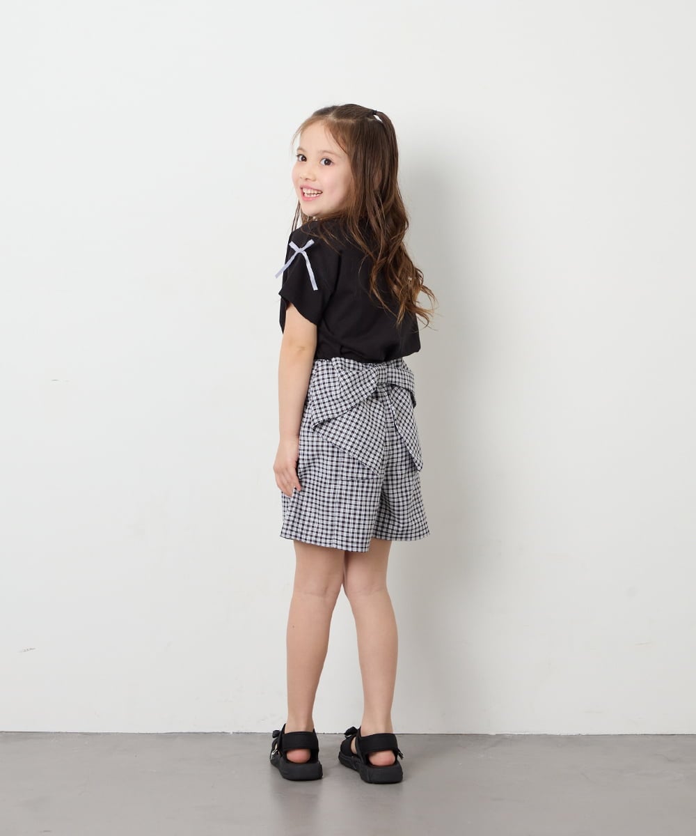 KJKGD02015 a.v.v KIDS(アー・ヴェ・ヴェ) [120-160]【WEB限定】リボンロゴプリントTシャツ ブラック