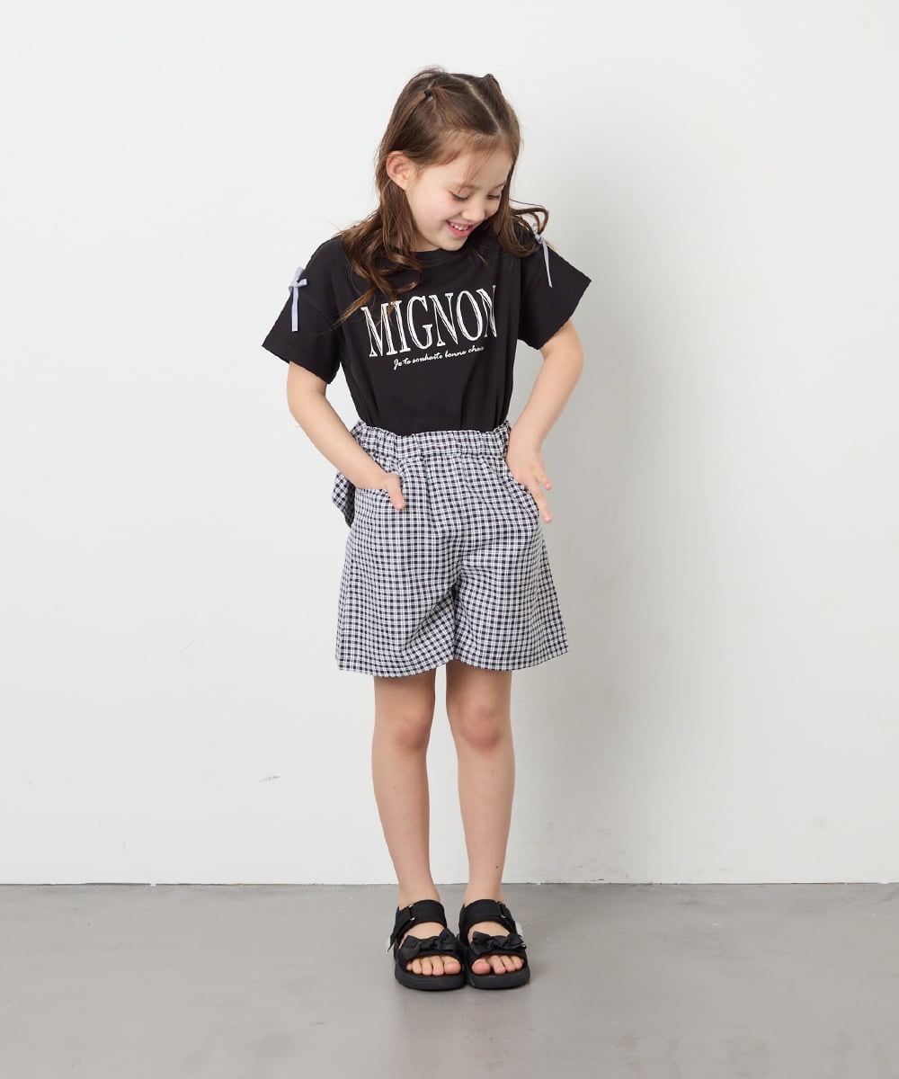 KJKGD02015 a.v.v KIDS(アー・ヴェ・ヴェ) [120-160]【WEB限定】リボンロゴプリントTシャツ ブラック