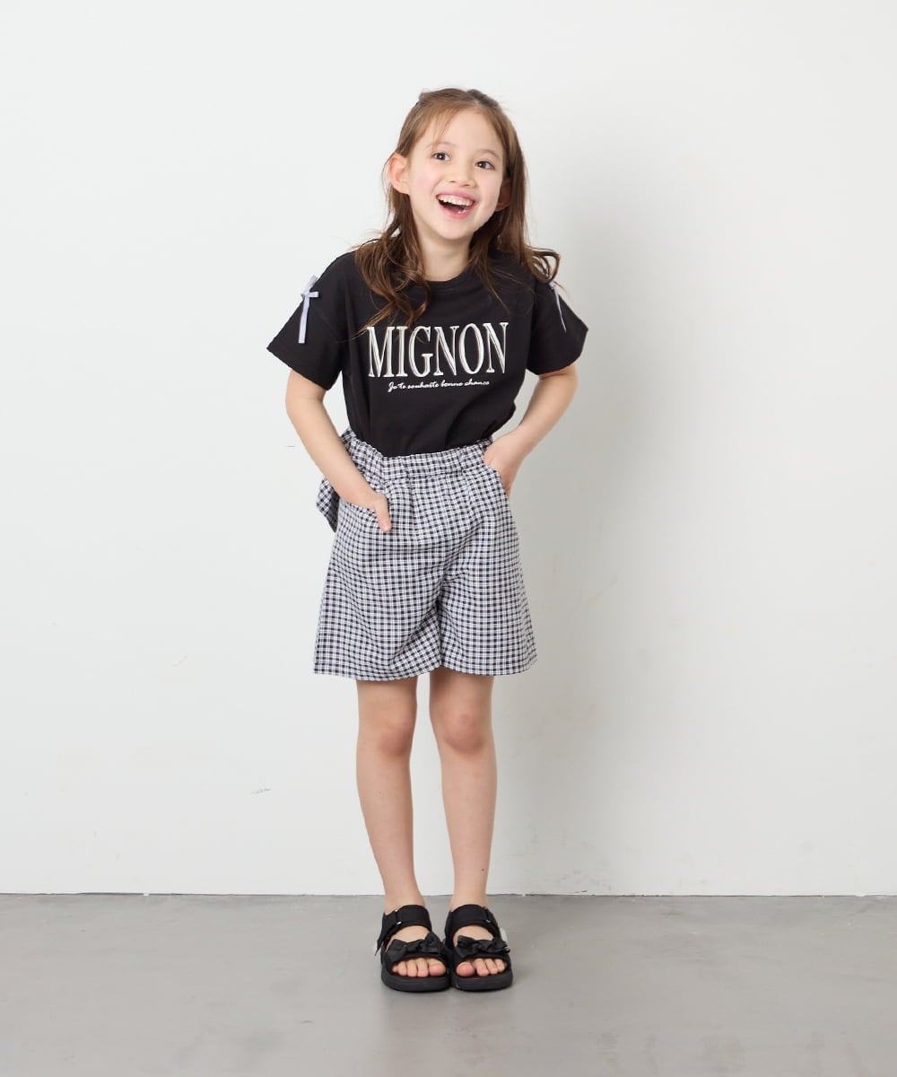KJKGD02015 a.v.v KIDS(アー・ヴェ・ヴェ) [120-160]【WEB限定】リボンロゴプリントTシャツ ブラック