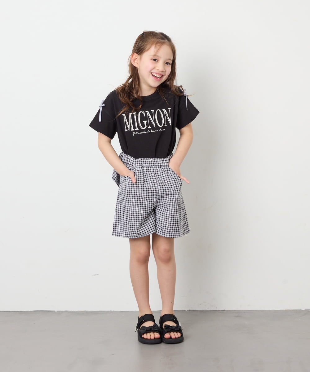 KJKGD02015 a.v.v KIDS(アー・ヴェ・ヴェ) [120-160]【WEB限定】リボンロゴプリントTシャツ ブラック