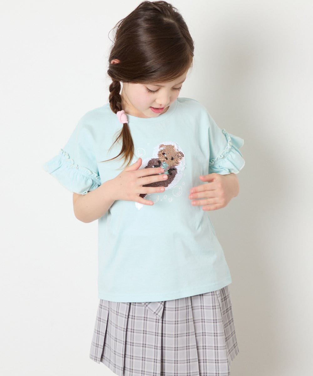 KJKGD04021 a.v.v KIDS(アー・ヴェ・ヴェ) [110-150]【接触冷感/綿100％】モチーフアソートTシャツ ライトブルー