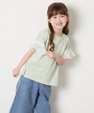 KJKGD05021 a.v.v KIDS(アー・ヴェ・ヴェ) [120-160]【接触冷感/毛玉になりにくい/綿100％】ヨウリュウシアースリーブTシャツ グリーン