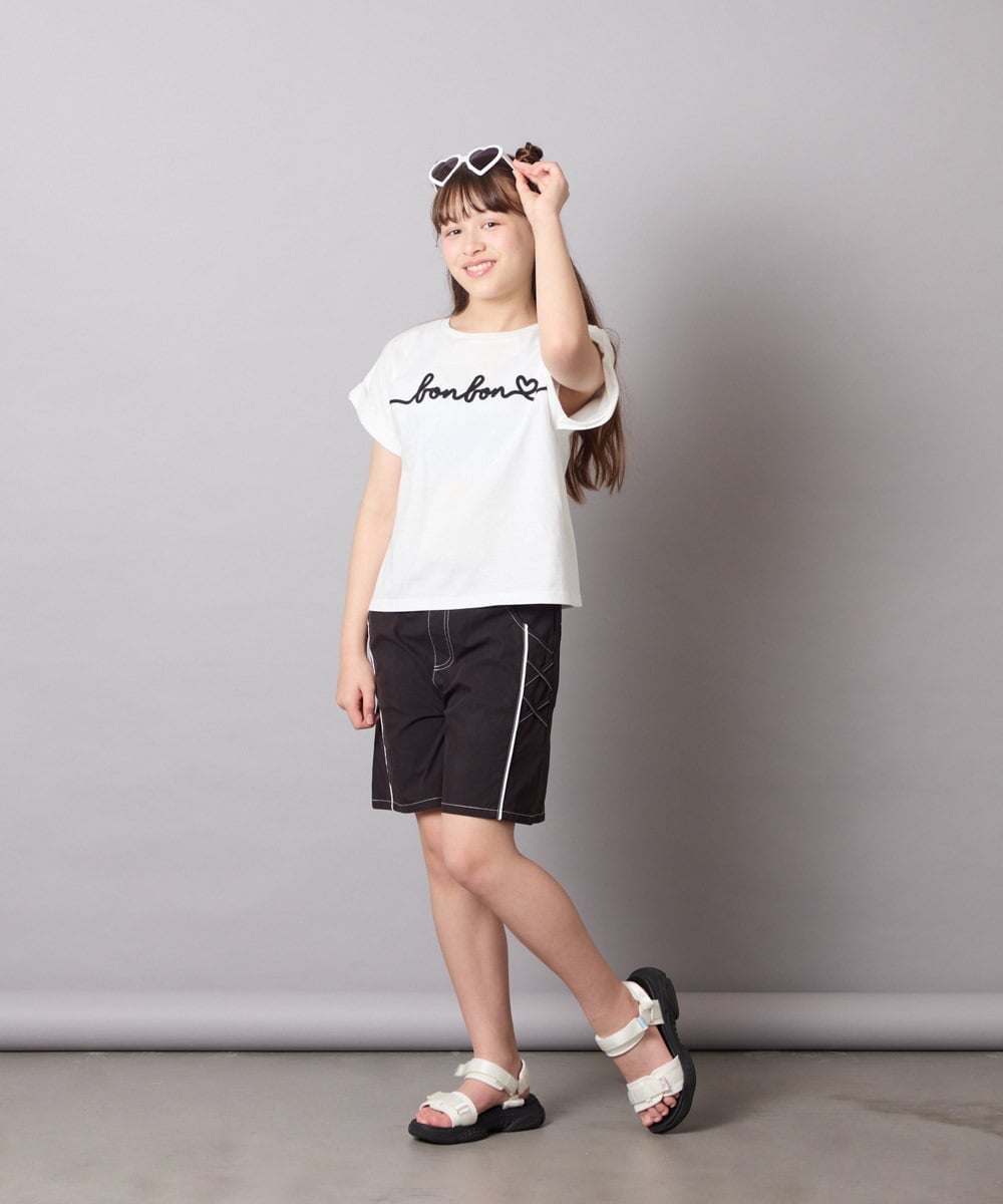 KJKGD06026 a.v.v KIDS(アー・ヴェ・ヴェ) [120-160]【接触冷感/綿100％】シュルロゴTシャツ ホワイト