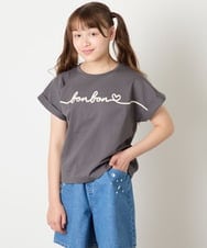 KJKGD06026 a.v.v KIDS(アー・ヴェ・ヴェ) [120-160]【接触冷感/綿100％】シュルロゴTシャツ ダークグレー