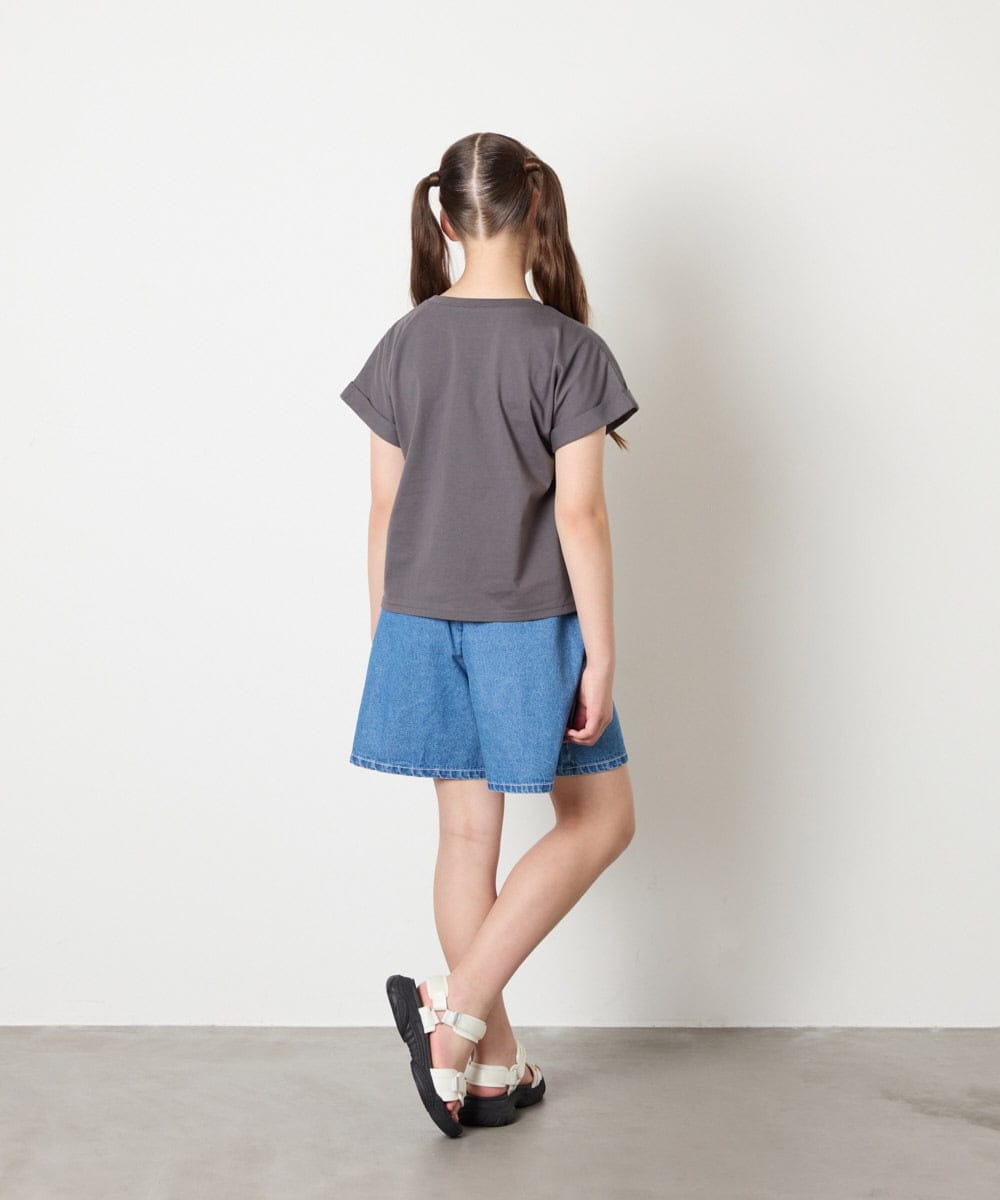 KJKGD06026 a.v.v KIDS(アー・ヴェ・ヴェ) [120-160]【接触冷感/綿100％】シュルロゴTシャツ ダークグレー