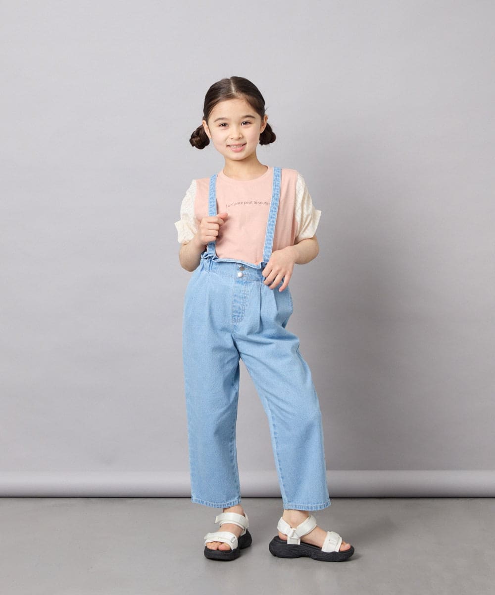 KJKGD42015 a.v.v KIDS(アー・ヴェ・ヴェ) [110-160]【WEB限定】シアーギンガムスリーブTシャツ オレンジ