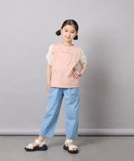 KJKGD42015 a.v.v KIDS(アー・ヴェ・ヴェ) [110-160]【WEB限定】シアーギンガムスリーブTシャツ オレンジ