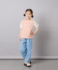 KJKGD42015 a.v.v KIDS(アー・ヴェ・ヴェ) [110-160]【WEB限定】シアーギンガムスリーブTシャツ オレンジ