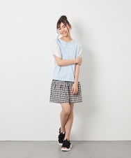 KJKGD42015 a.v.v KIDS(アー・ヴェ・ヴェ) [110-160]【WEB限定】シアーギンガムスリーブTシャツ ライトブルー