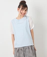 KJKGD42015 a.v.v KIDS(アー・ヴェ・ヴェ) [110-160]【WEB限定】シアーギンガムスリーブTシャツ ライトブルー