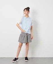 KJKGD42015 a.v.v KIDS(アー・ヴェ・ヴェ) [110-160]【WEB限定】シアーギンガムスリーブTシャツ ライトブルー