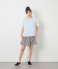 KJKGD42015 a.v.v KIDS(アー・ヴェ・ヴェ) [110-160]【WEB限定】シアーギンガムスリーブTシャツ ライトブルー