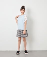 KJKGD42015 a.v.v KIDS(アー・ヴェ・ヴェ) [110-160]【WEB限定】シアーギンガムスリーブTシャツ ライトブルー